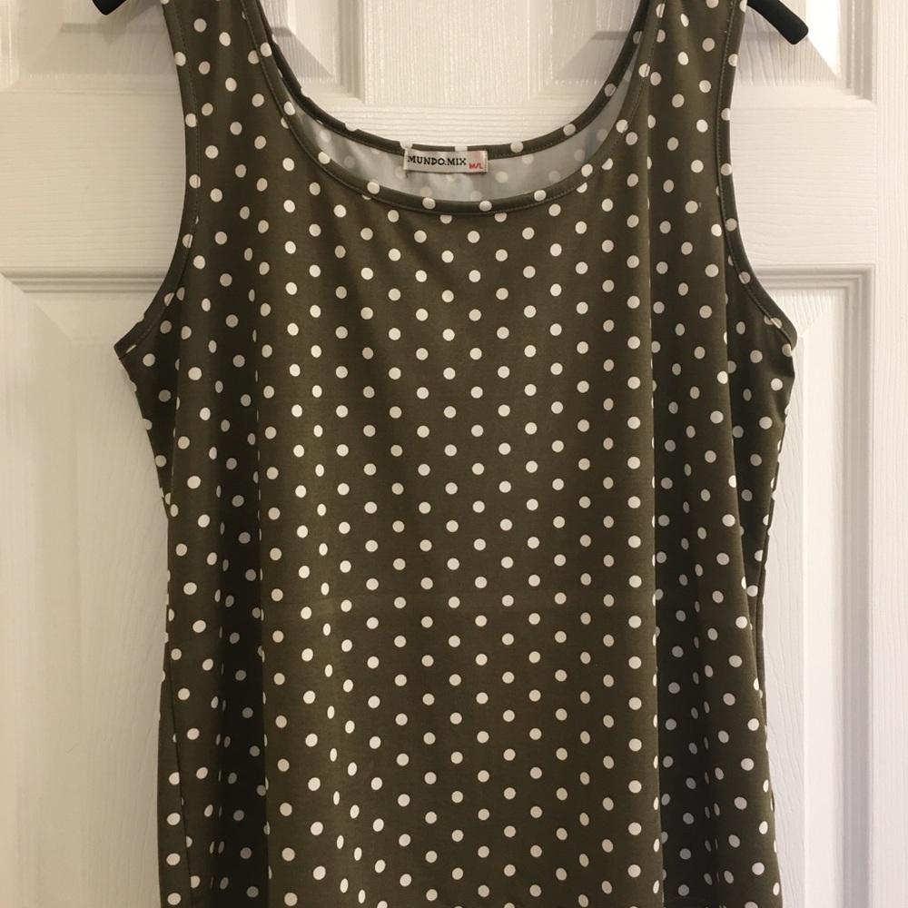 Olive Polka Dot Tank Top